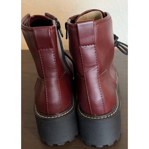 Madden girl Carra Platform Combat Boots Women’s Size 6 Burgundy Lace-up Side Zip - Picture 8 of 11